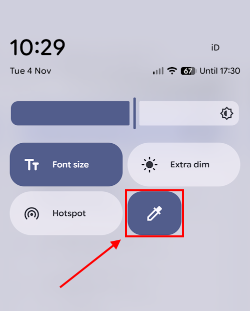 Tap the shortcut button to turn colour correction on and off